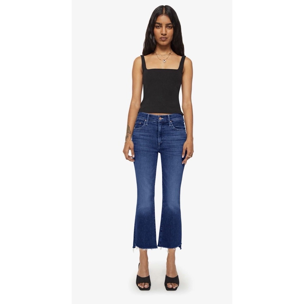 Mother Jeans Insider Crop Step Fray Sz 28 Off Limits Dark Wash Stretch 28x26 EUC